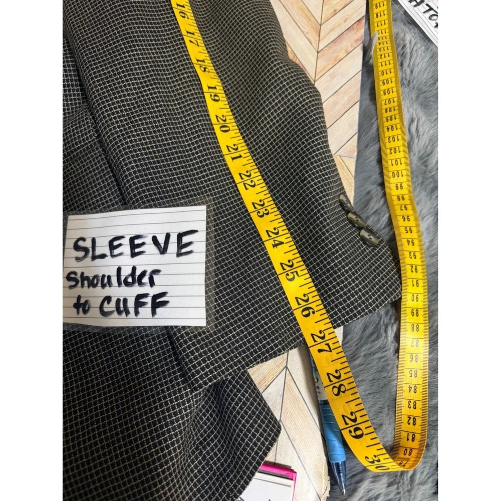Dario di Napoli Men's Silk Wool Blazer Jacket Check‎ Pattern Black 48L Luxury